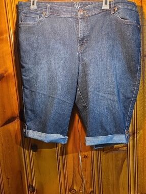 Style & Co. Dark Blue Rolled-Hem Denim Bermuda Shorts